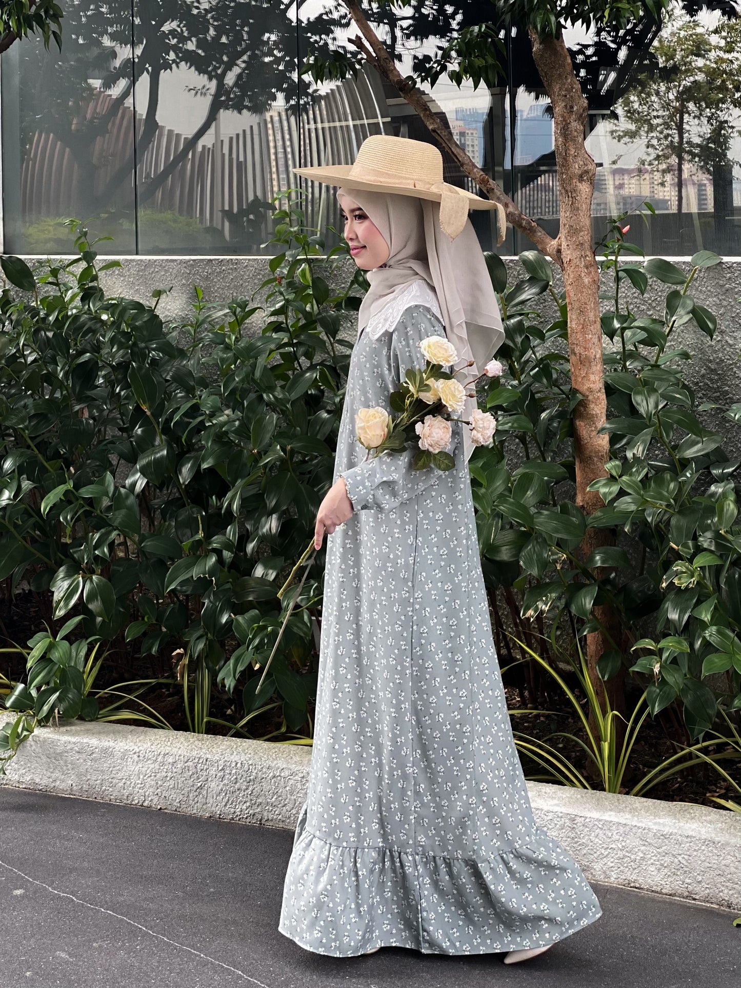 Rurose Dress in Dusty Sage
