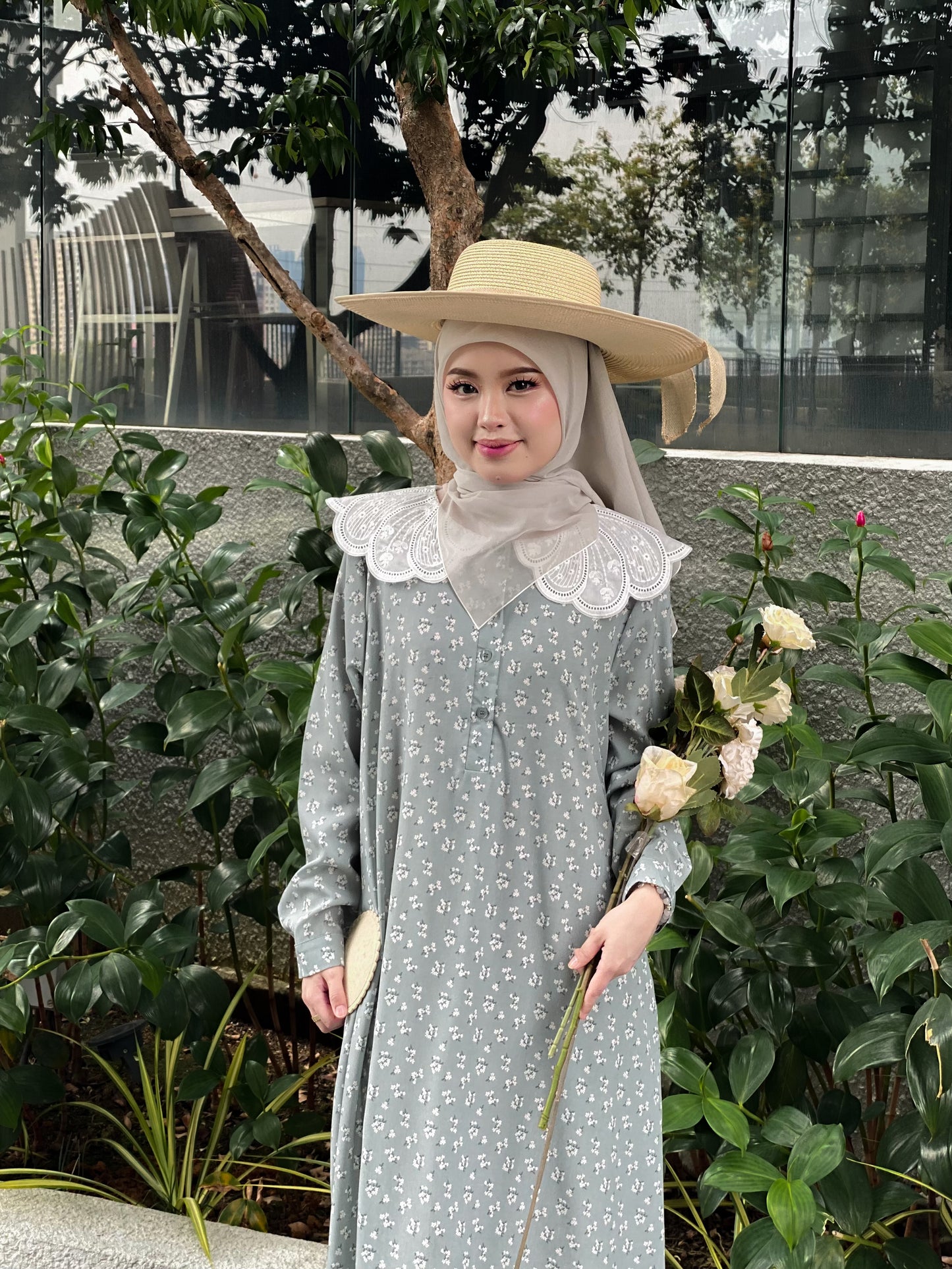 Rurose Dress in Dusty Sage