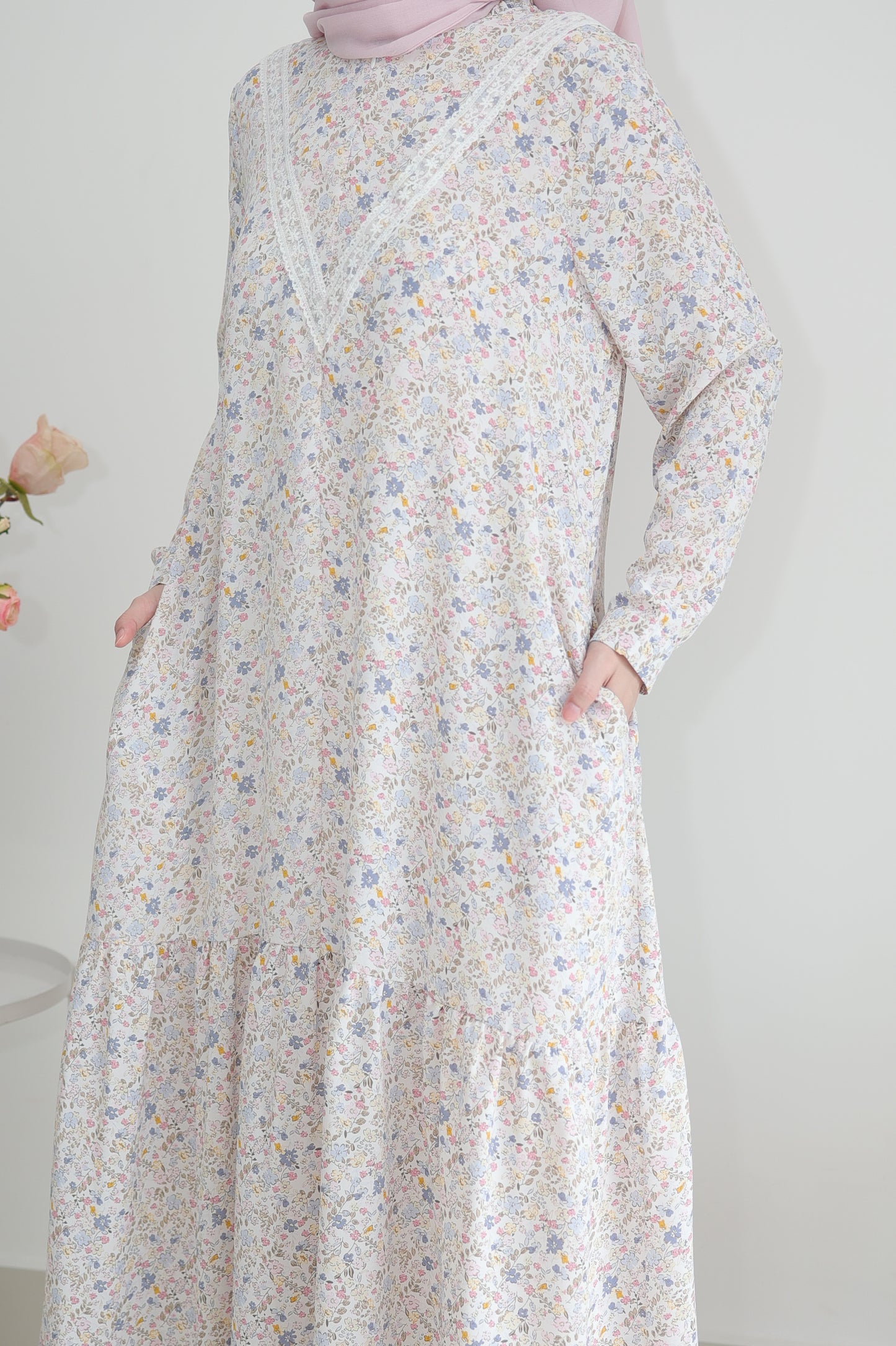 Helene Long Dress in Cotton Candy