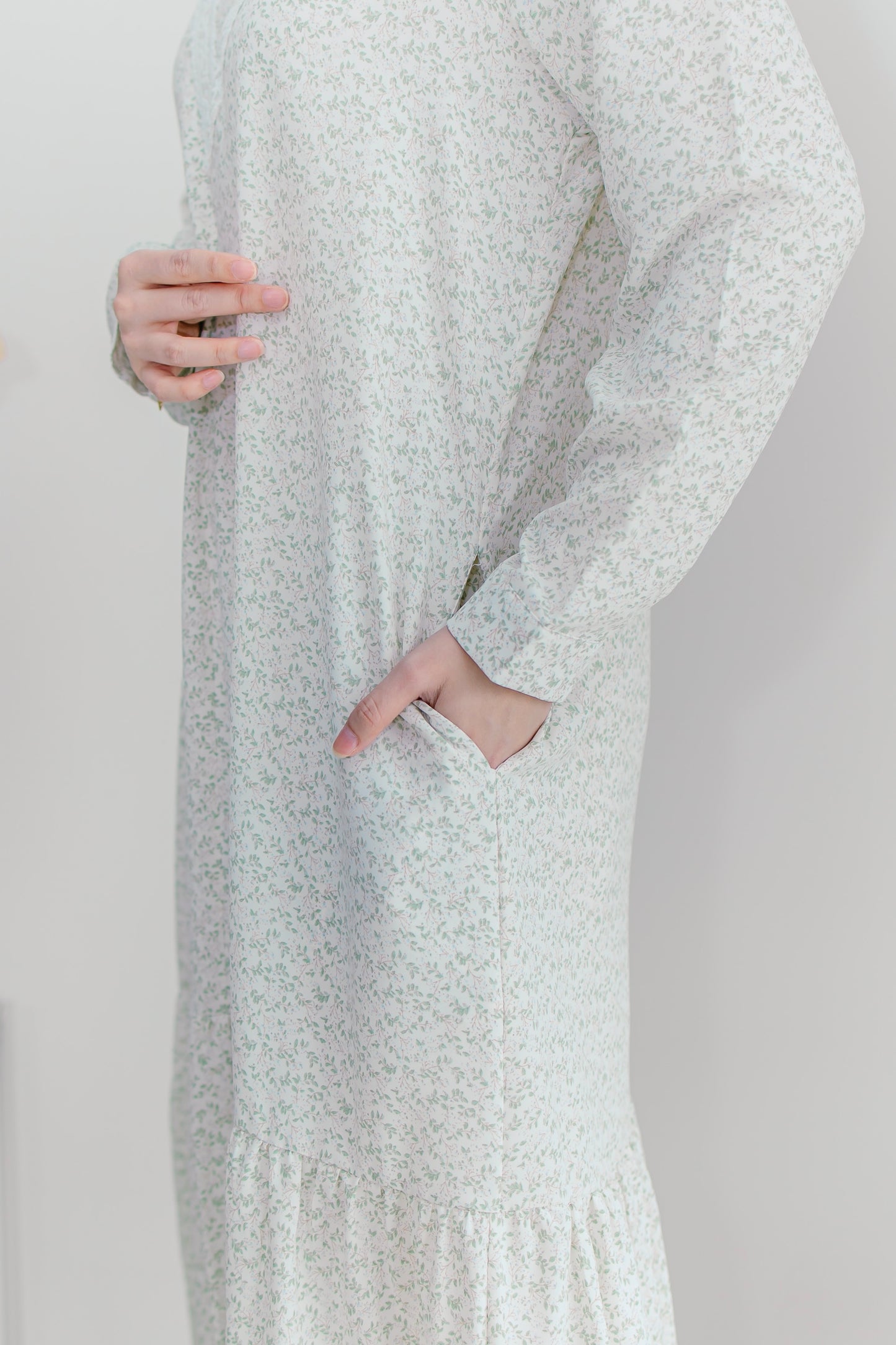 Helene Long Dress in Green Tea