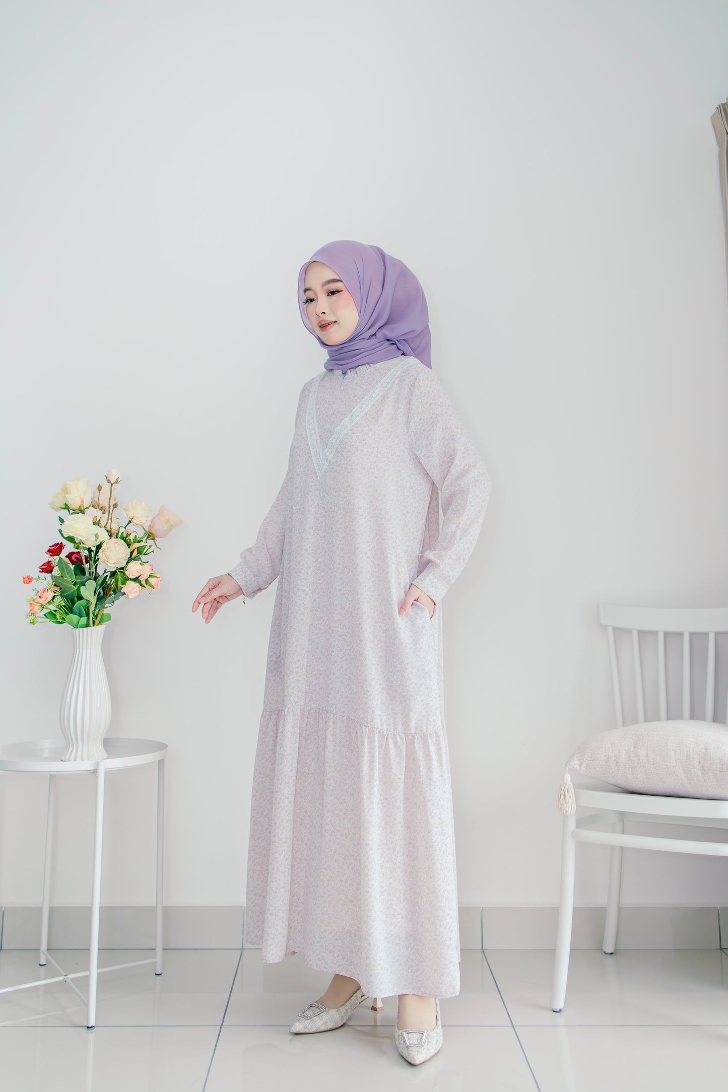Helene Long Dress in Purple Lilac