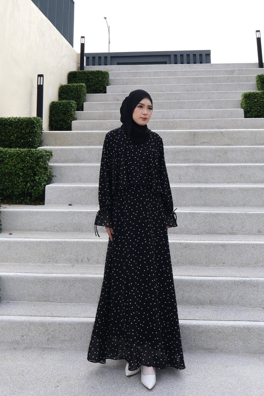 LILY POLKA IN BLACK ( SMALL DOT )