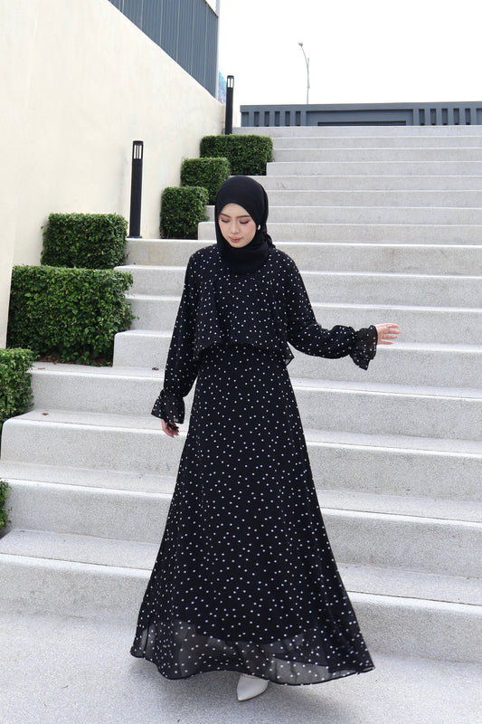 LILY POLKA IN BLACK ( SMALL DOT )