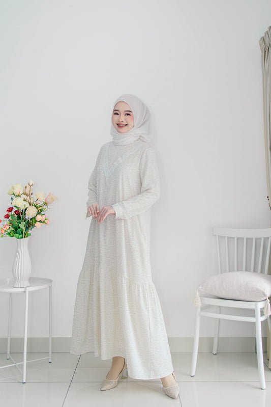 Helene Long Dress in Cream White