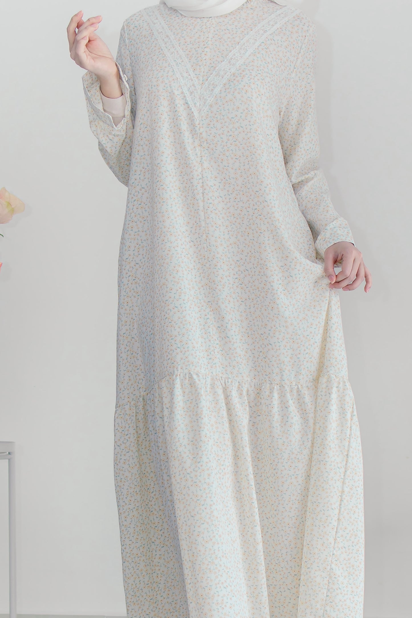 Helene Long Dress in Cream White