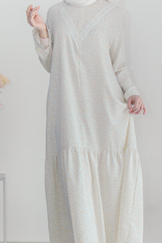 Helene Long Dress in Cream White