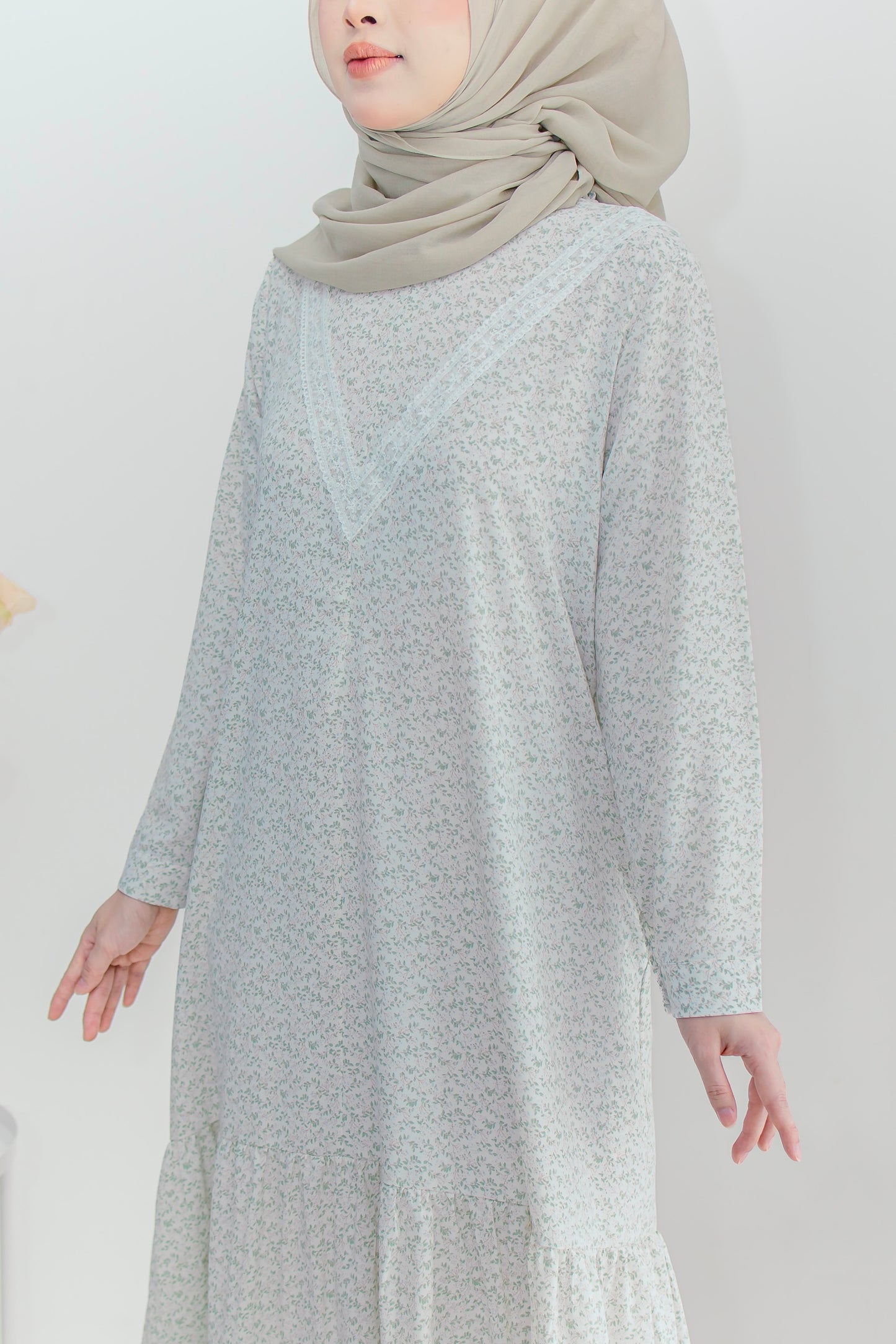 Helene Long Dress in Green Tea