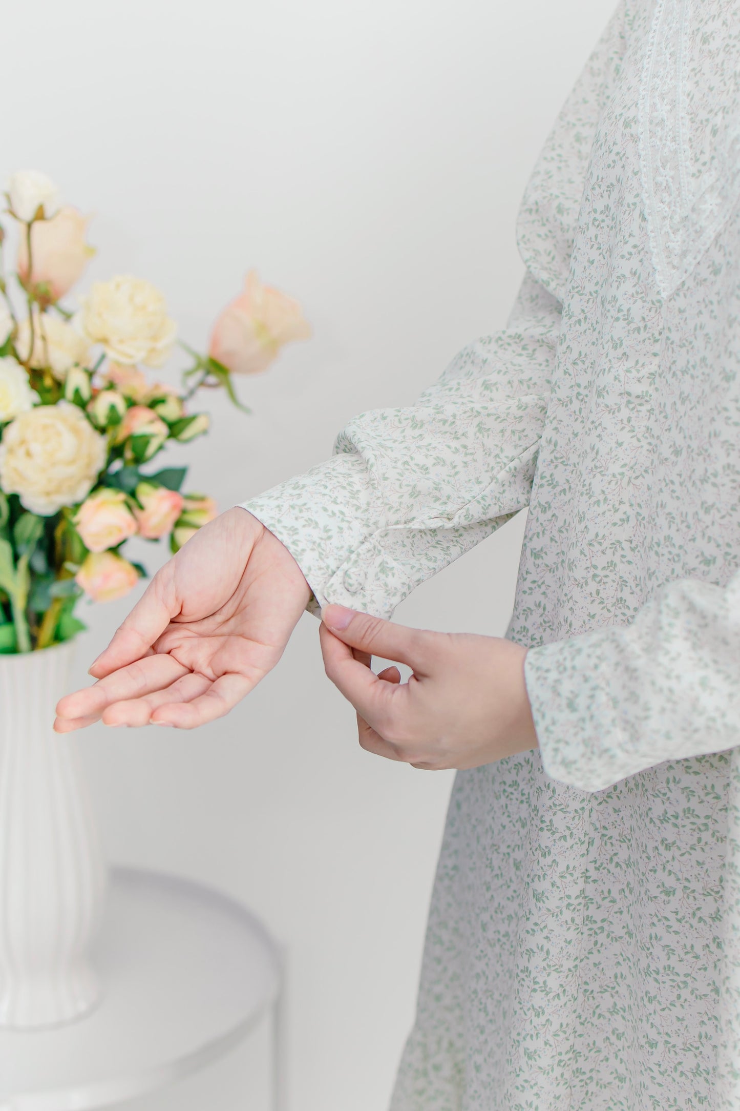 Helene Long Dress in Green Tea