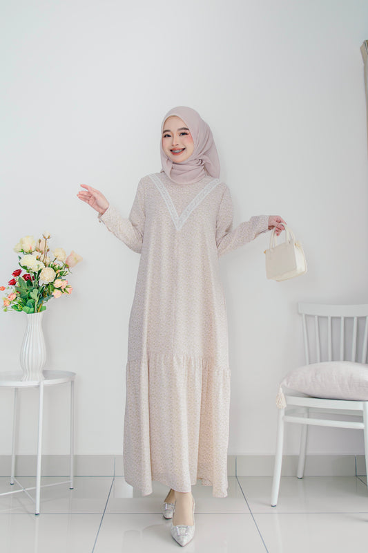Helene Long Dress in Peachy Pink