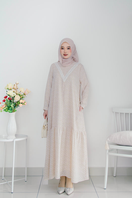 Helene Long Dress in Peachy Pink