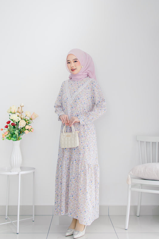 Helene Long Dress in Cotton Candy