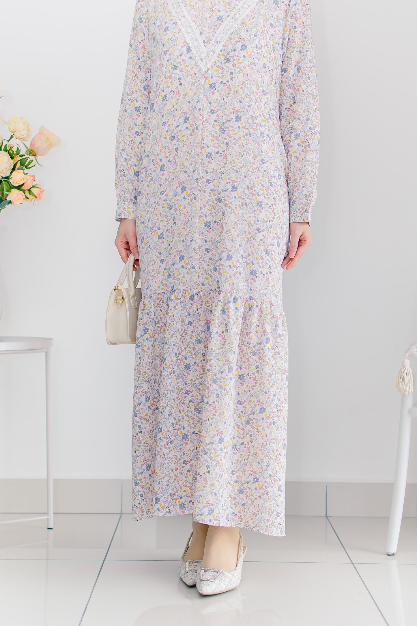 Helene Long Dress in Cotton Candy